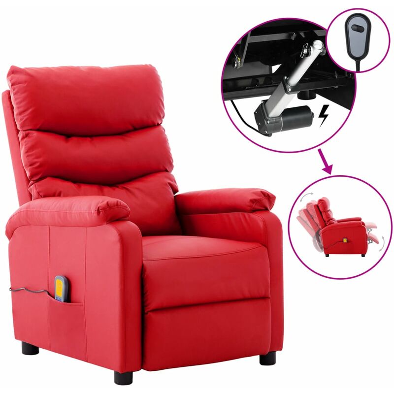 

Sillón de masaje eléctrico reclinable cuero sintética rojo