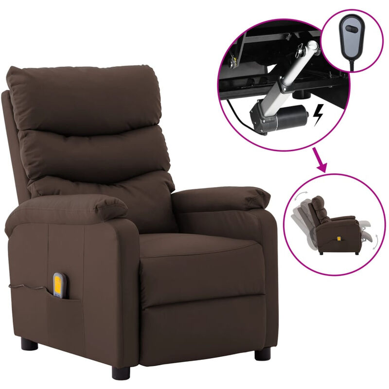 

Happyshopping - Sillon de masaje electrico reclinable cuero sintetico marron