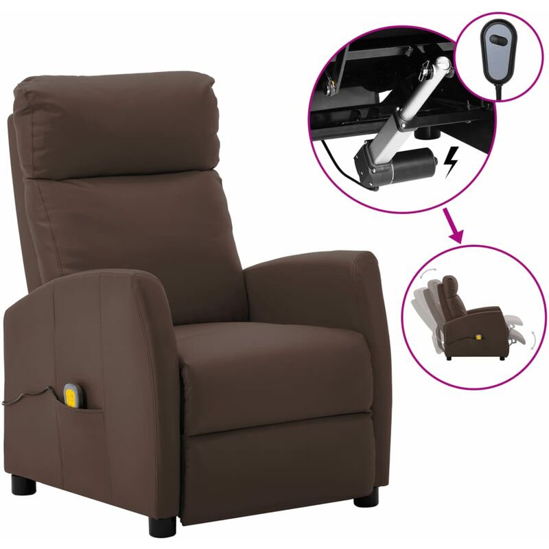 

Sillón de masaje eléctrico reclinable cuero sintético marrón