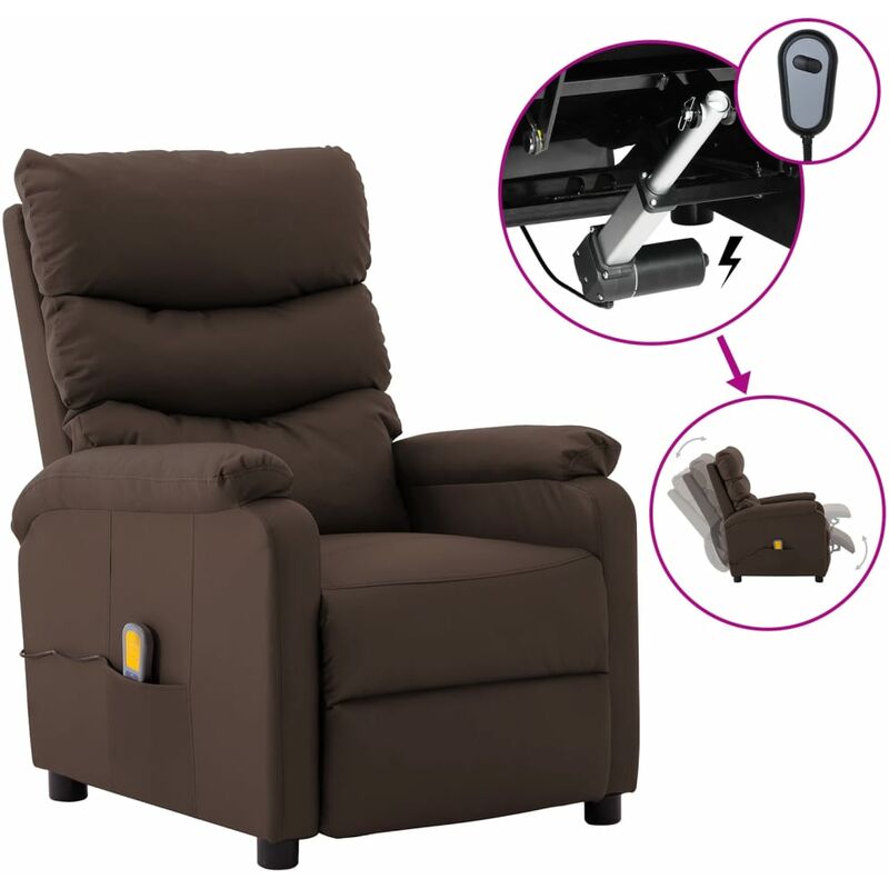 

Sillón de masaje eléctrico reclinable cuero sintético marrón