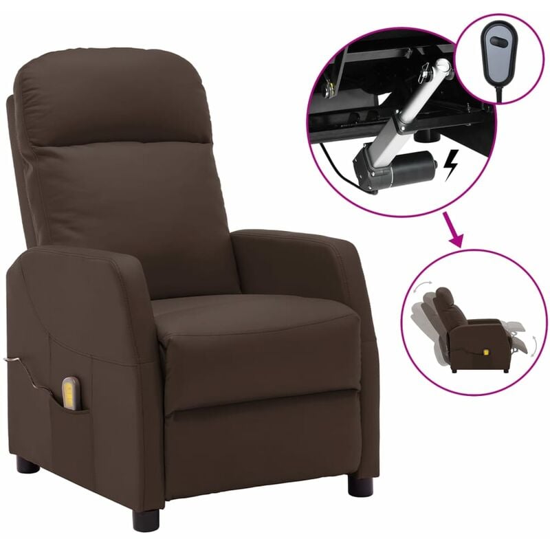 

Sillón de masaje eléctrico reclinable cuero sintético marrón