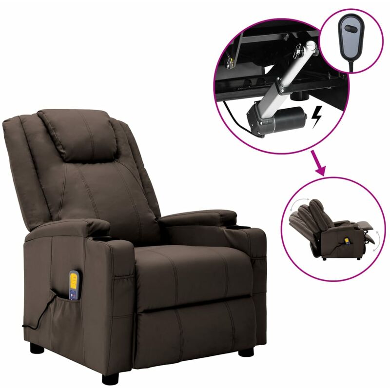 

Sillón de masaje eléctrico reclinable de cuero sintético marrón