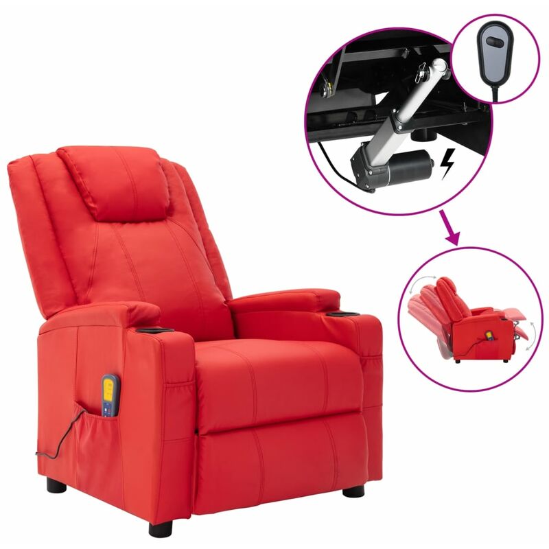

Sillón de masaje eléctrico reclinable de cuero sintético rojo