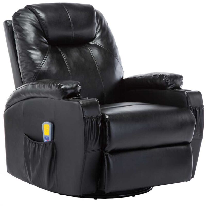 

Sillón de Masaje Mecedora de Cuero Sintético Negro - Negro - Vidaxl