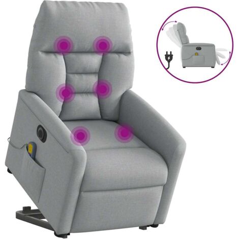Sillón de masaje eléctrico reclinable elevable tela gris claro vidaXL