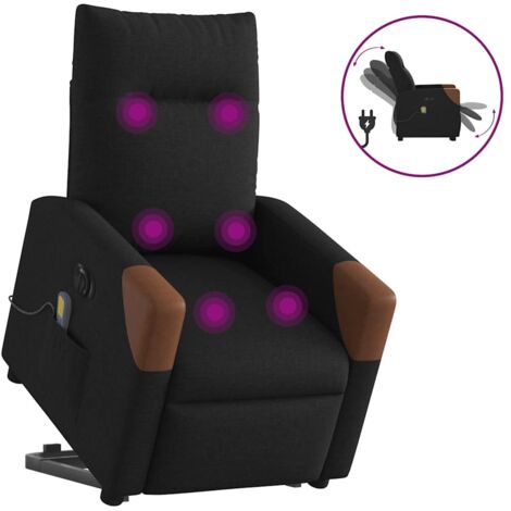 Sillón de masaje eléctrico reclinable elevable tela negro
