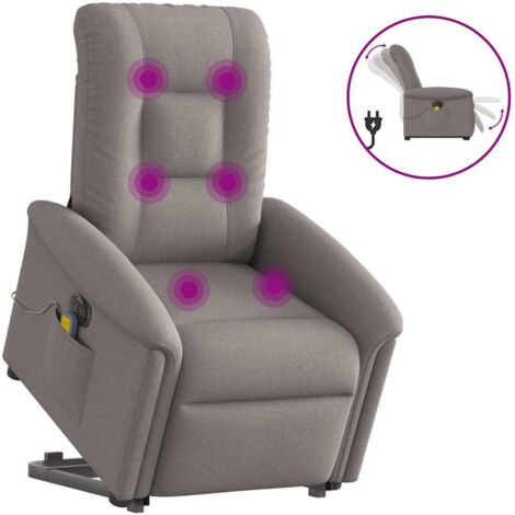 Sillón de masaje eléctrico reclinable elevable tela taupé