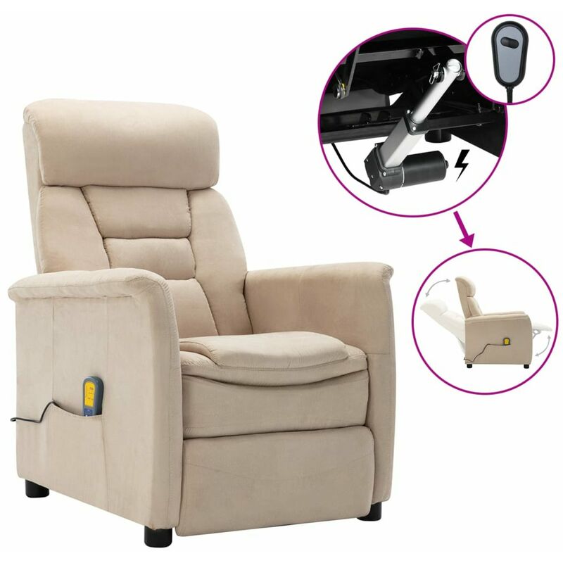 

Sillon de masaje electrico reclinable piel ante sintetica crema