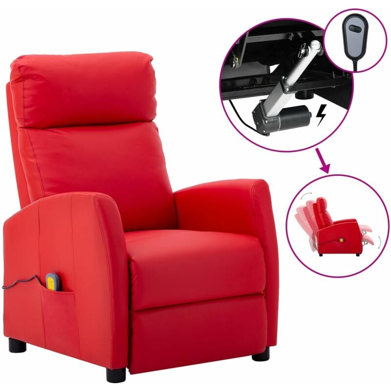 

Sillón de masaje eléctrico reclinable piel sintética rojo