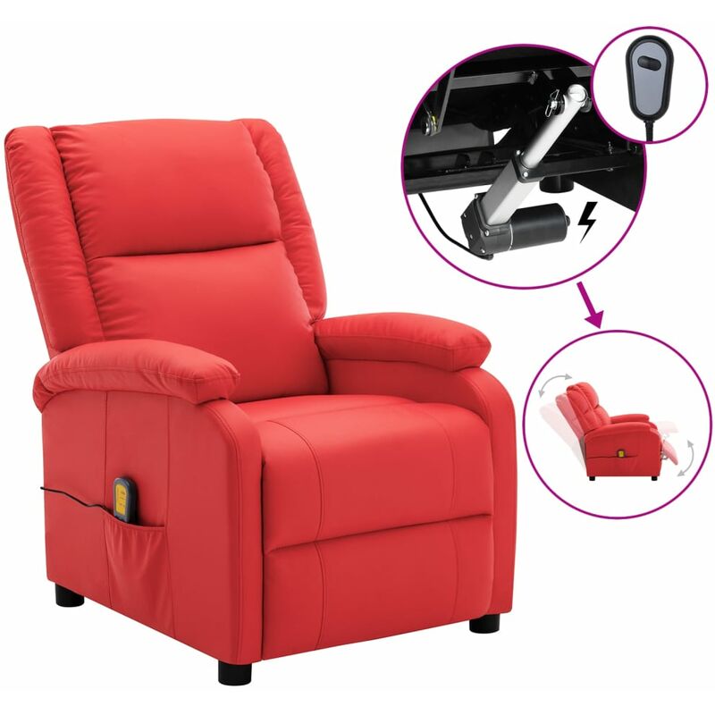 

Sillón de masaje eléctrico reclinable piel sintética rojo