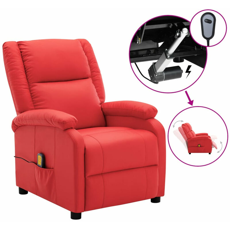 

Asupermall - Sillon de masaje electrico reclinable piel sintetica rojo