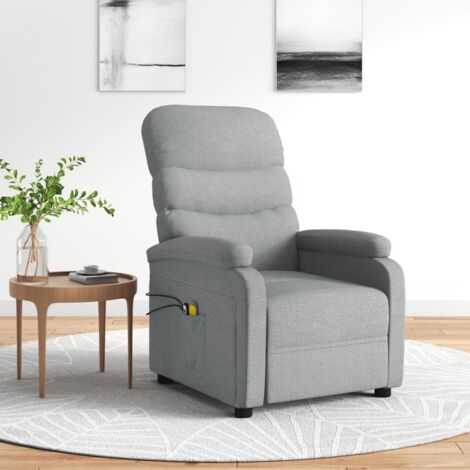 Sillón de masaje eléctrico tela gris claro vidaXL
