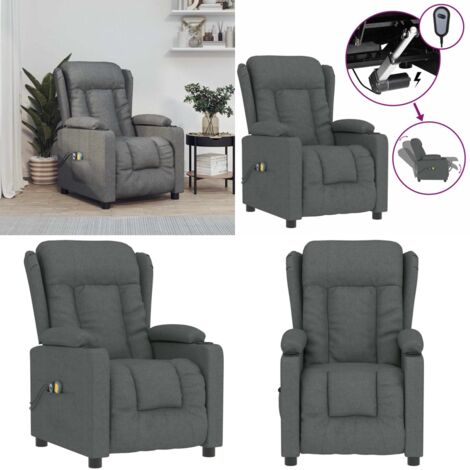 Sillón de masaje eléctrico tela gris oscuro - Masaje eléctrico - Reclinado eléctrico