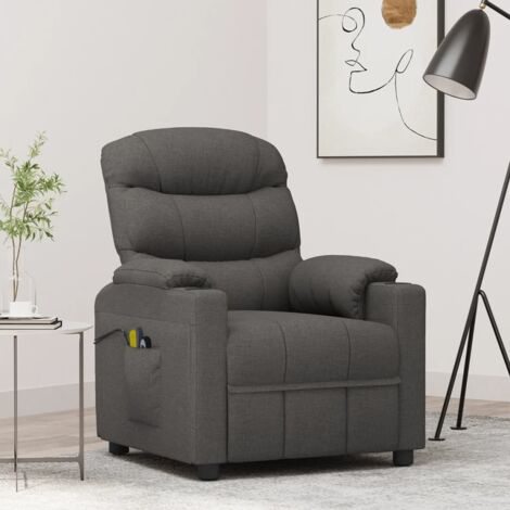 Sillón de masaje eléctrico tela gris oscuro vidaXL