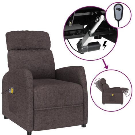 Sillón de masaje eléctrico tela marrón oscuro vidaXL
