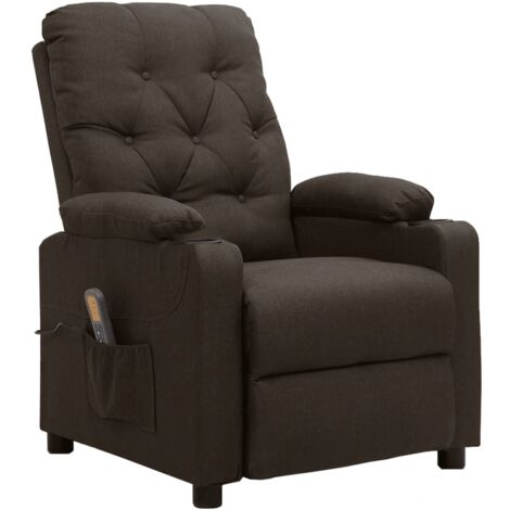 Sillón de masaje eléctrico tela marrón oscuro vidaXL