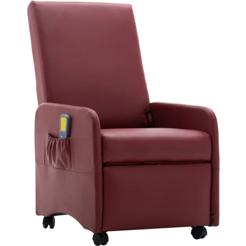 

Sillón de Masaje Reclinable de Cuero Sintético Vino Tinto - Rojo - Vidaxl