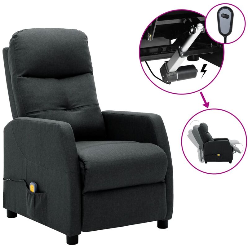 

Sillón de masaje eléctrico y reclinable de tela gris oscuro