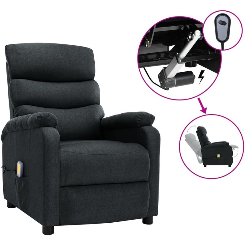 

Sillón de masaje eléctrico y reclinable de tela gris oscuro
