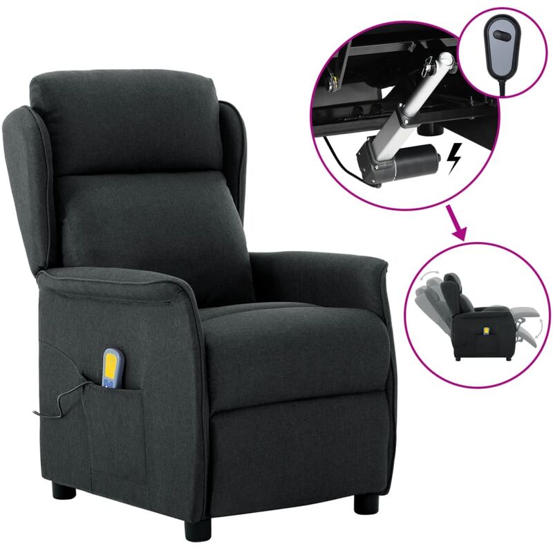 

Sillón de masaje eléctrico y reclinable de tela gris oscuro