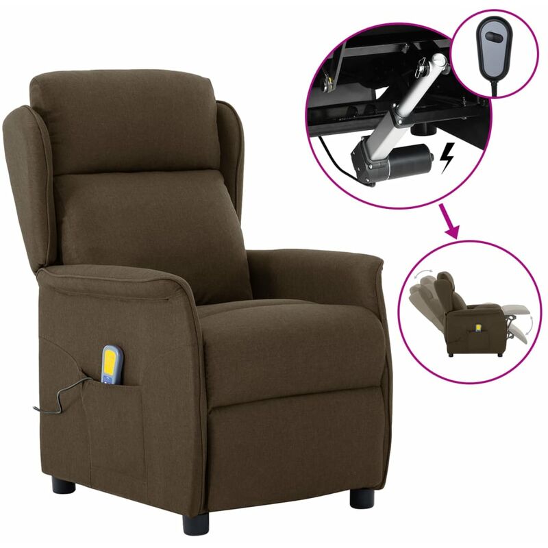 

Sillón de masaje eléctrico y reclinable de tela marrón
