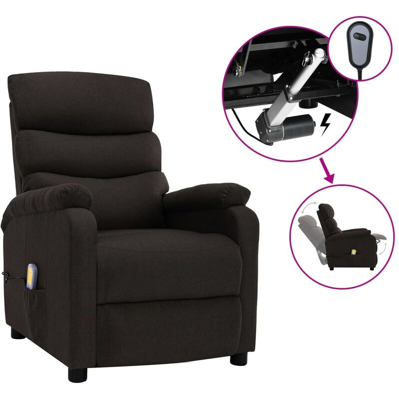 

Sillón de masaje eléctrico y reclinable de tela marrón oscuro
