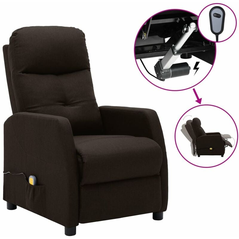 

Sillón de masaje eléctrico y reclinable de tela marrón oscuro