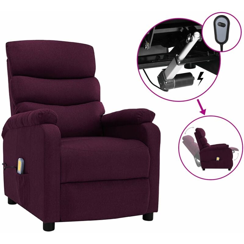 

Sillón de masaje eléctrico y reclinable de tela morado