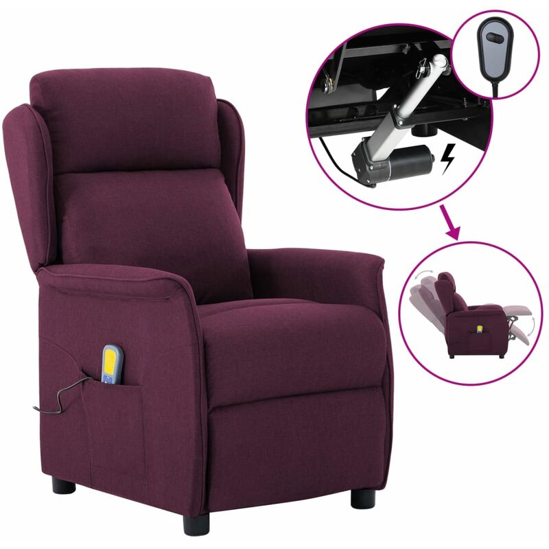 

Sillón de masaje eléctrico y reclinable de tela morado