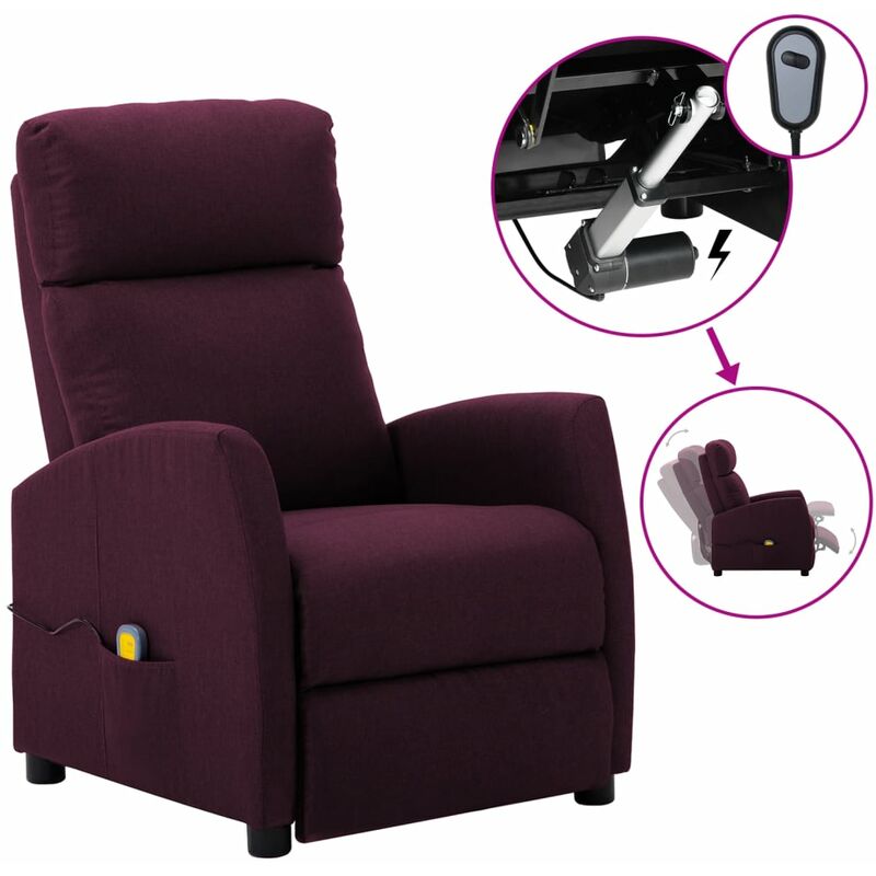 

Sillón de masaje eléctrico y reclinable de tela morado