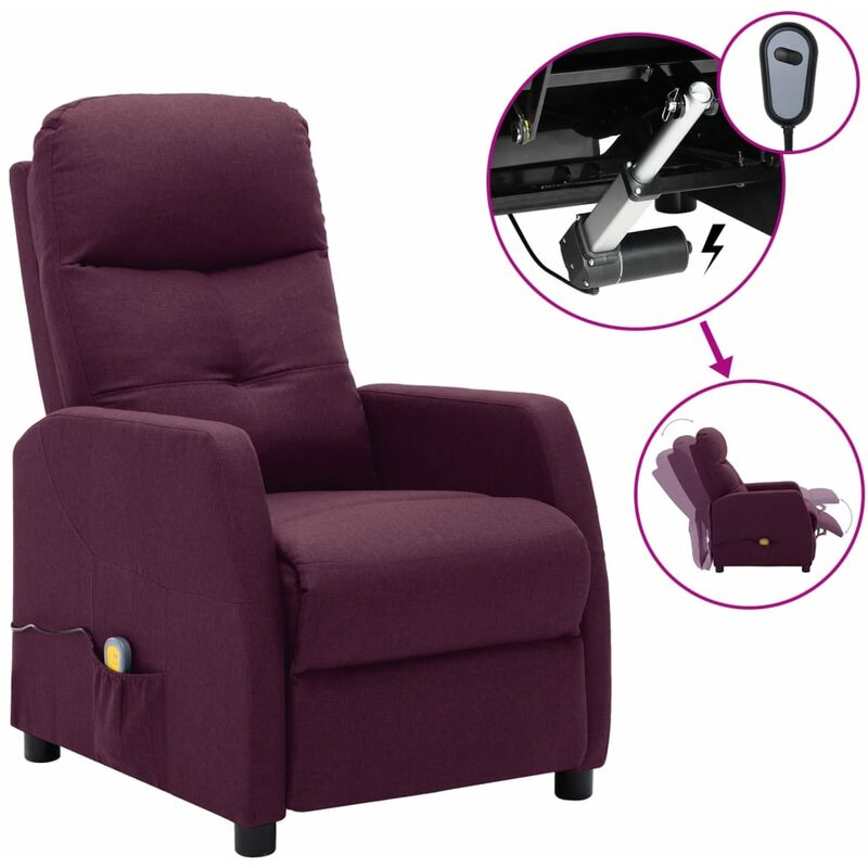 

Sillón de masaje eléctrico y reclinable de tela morado