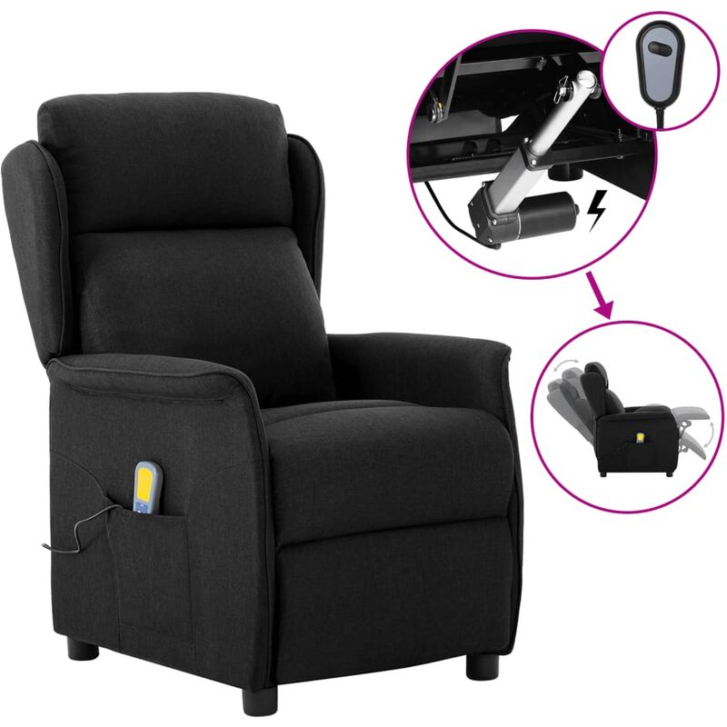 

Sillón de masaje eléctrico y reclinable de tela negra