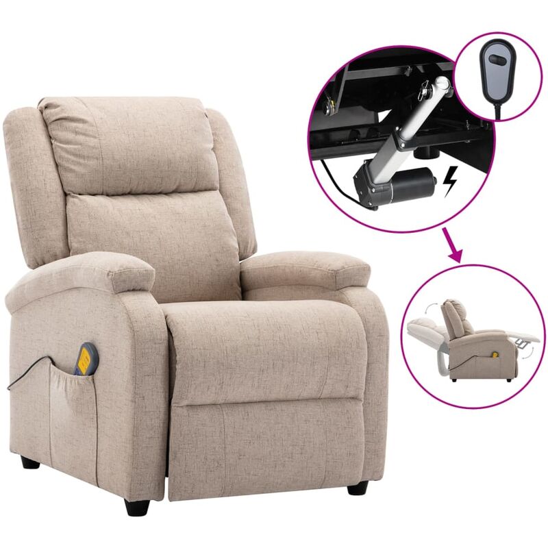 

Sillón de masaje eléctrico y reclinable tela color crema