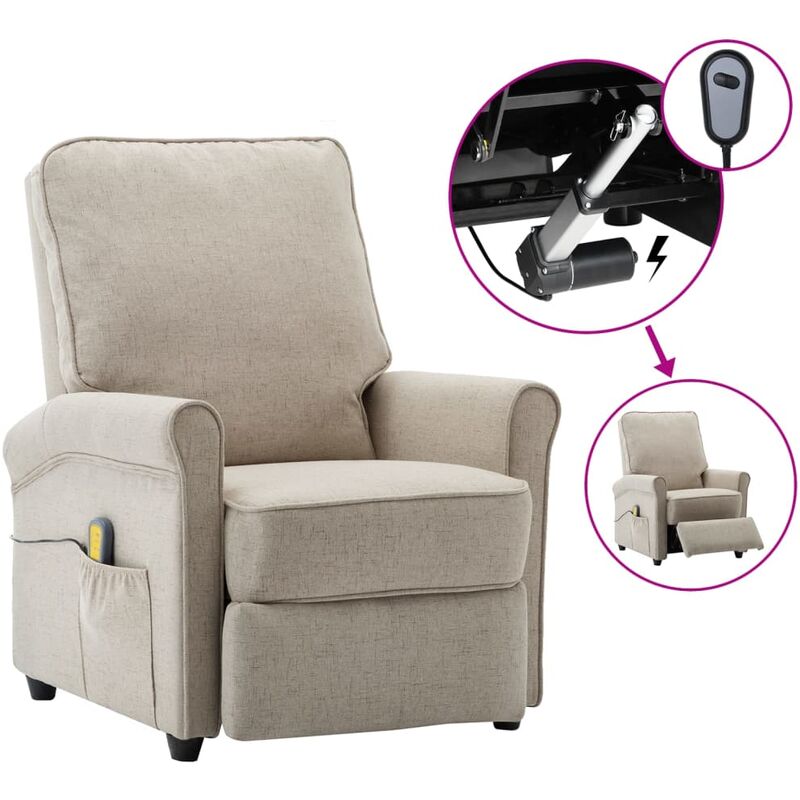 

Sillón de masaje eléctrico y reclinable tela color crema