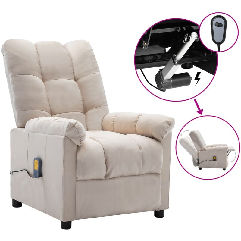 

Sillón de masaje eléctrico y reclinable tela crema
