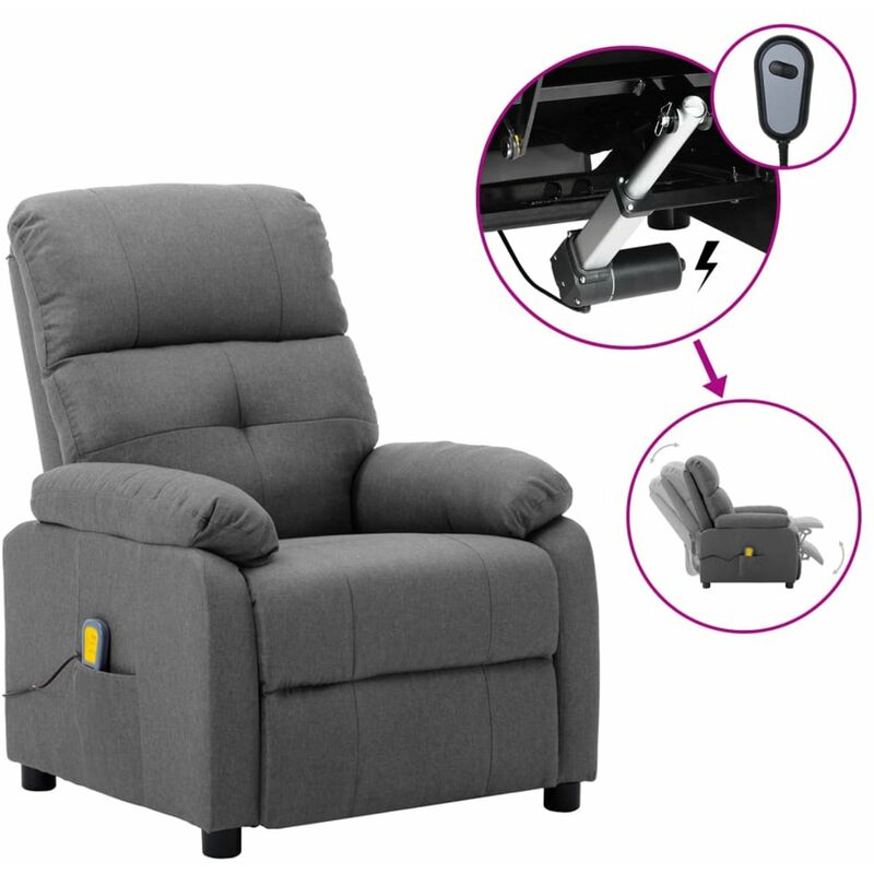 

Sillon de masaje electrico y reclinable tela gris claro