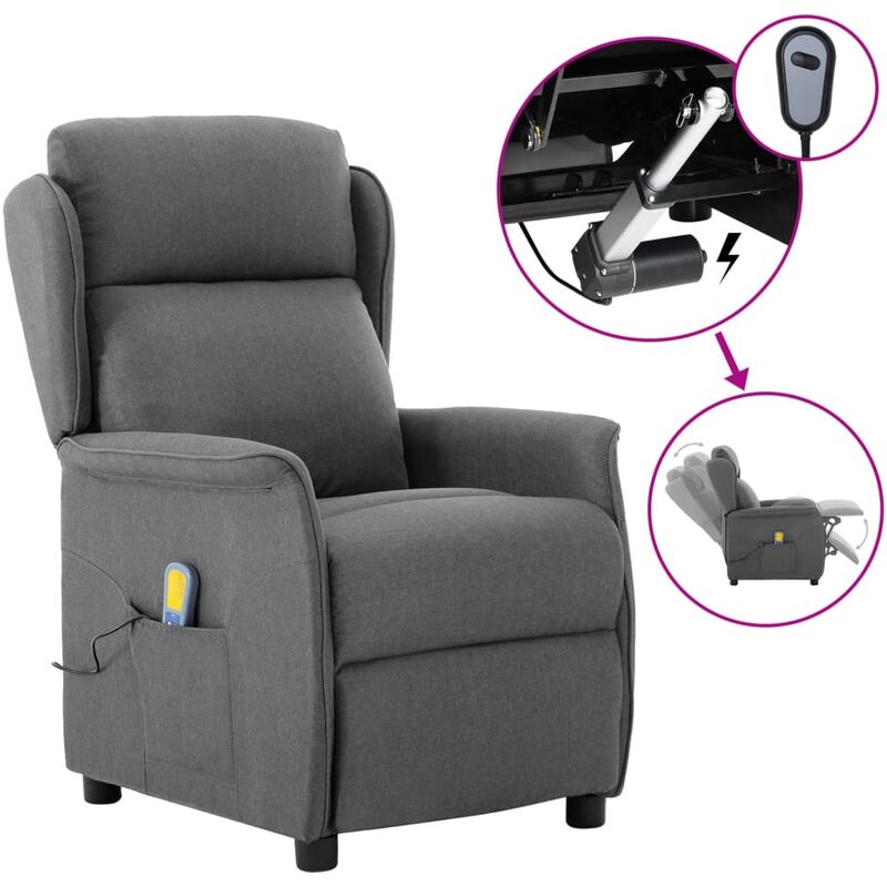 

Sillón de masaje eléctrico y reclinable tela gris claro