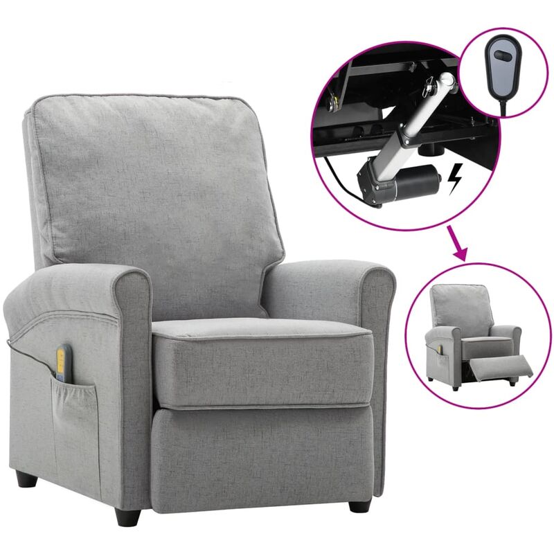 

Sillón de masaje eléctrico y reclinable tela gris claro