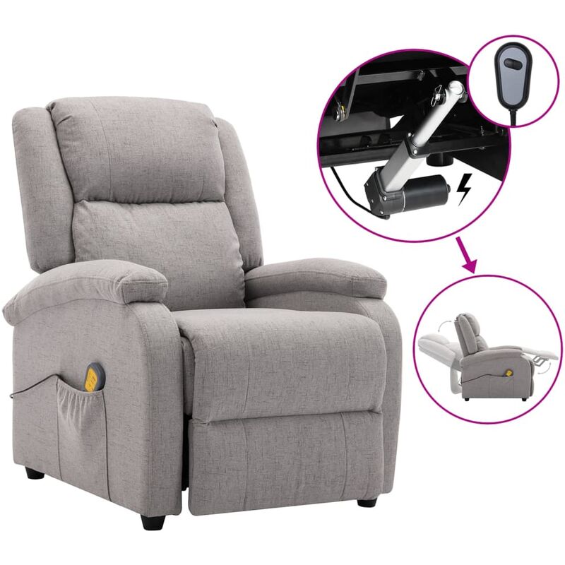

Sillón de masaje eléctrico y reclinable tela gris claro