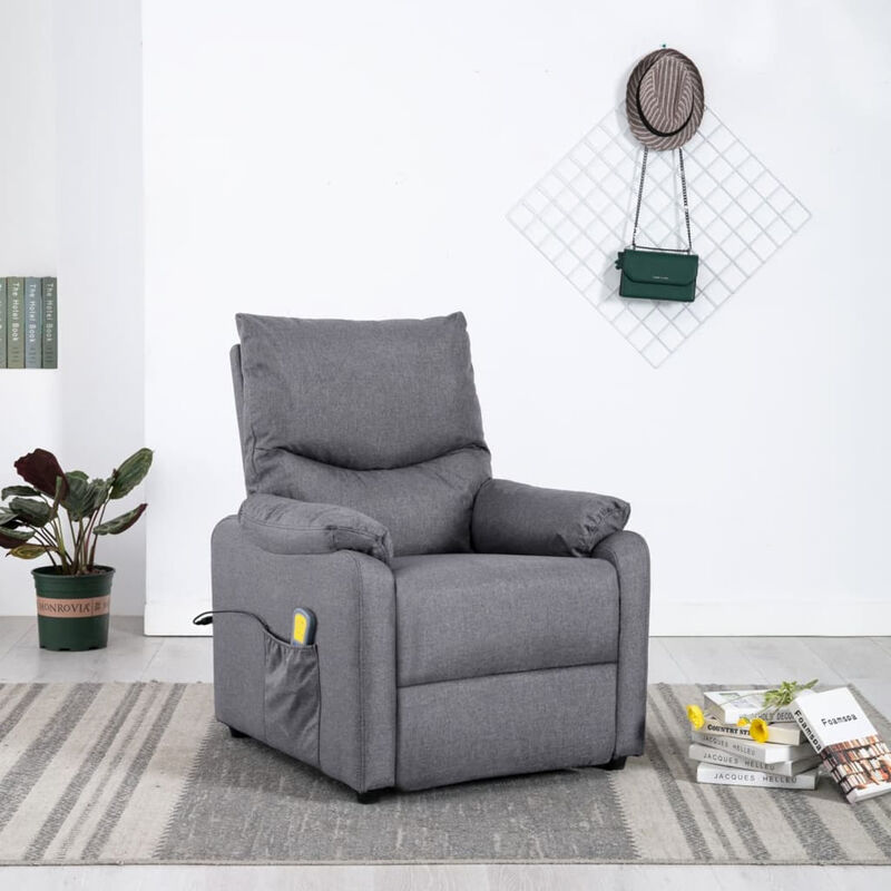 

Asupermall - Sillon de masaje electrico y reclinable tela gris claro