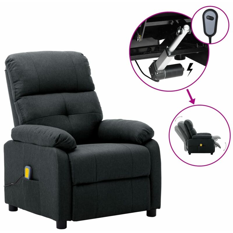 

Sillón de masaje eléctrico y reclinable tela gris oscuro