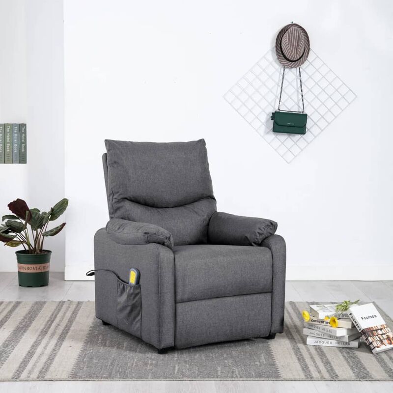 

Sillón de masaje eléctrico y reclinable tela gris oscuro