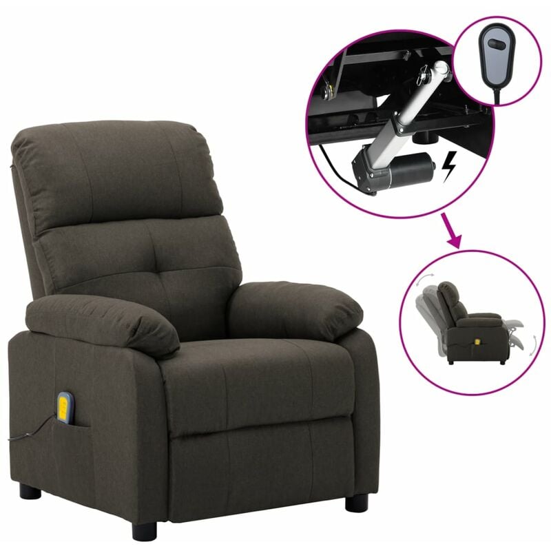 

Sillón de masaje eléctrico y reclinable tela gris taupe