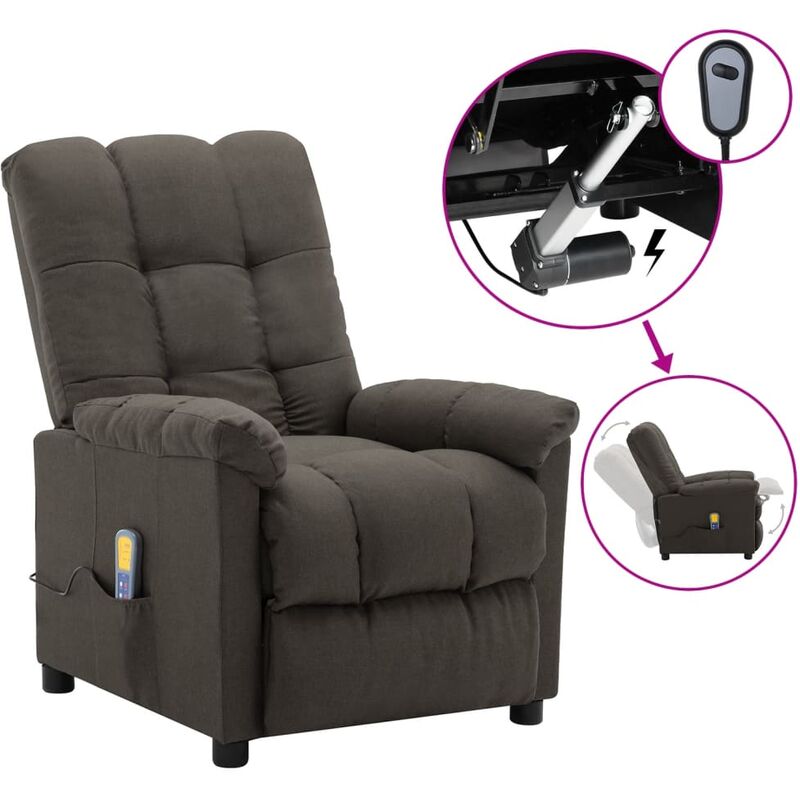 

Sillón de masaje eléctrico y reclinable tela gris taupé