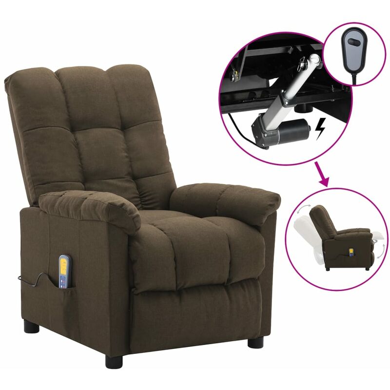 

Sillón de masaje eléctrico y reclinable tela marrón