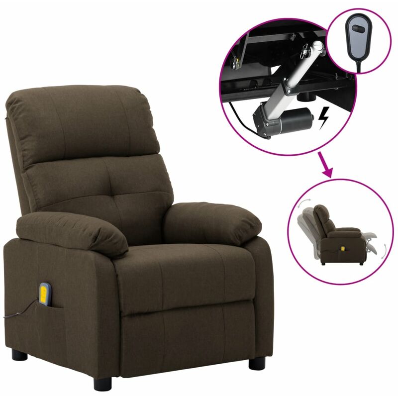 

Sillón de masaje eléctrico y reclinable tela marrón