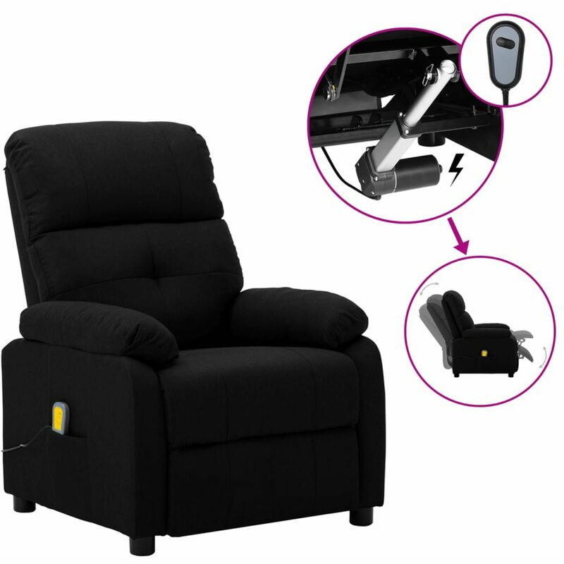 

Sillon de masaje electrico y reclinable tela negro