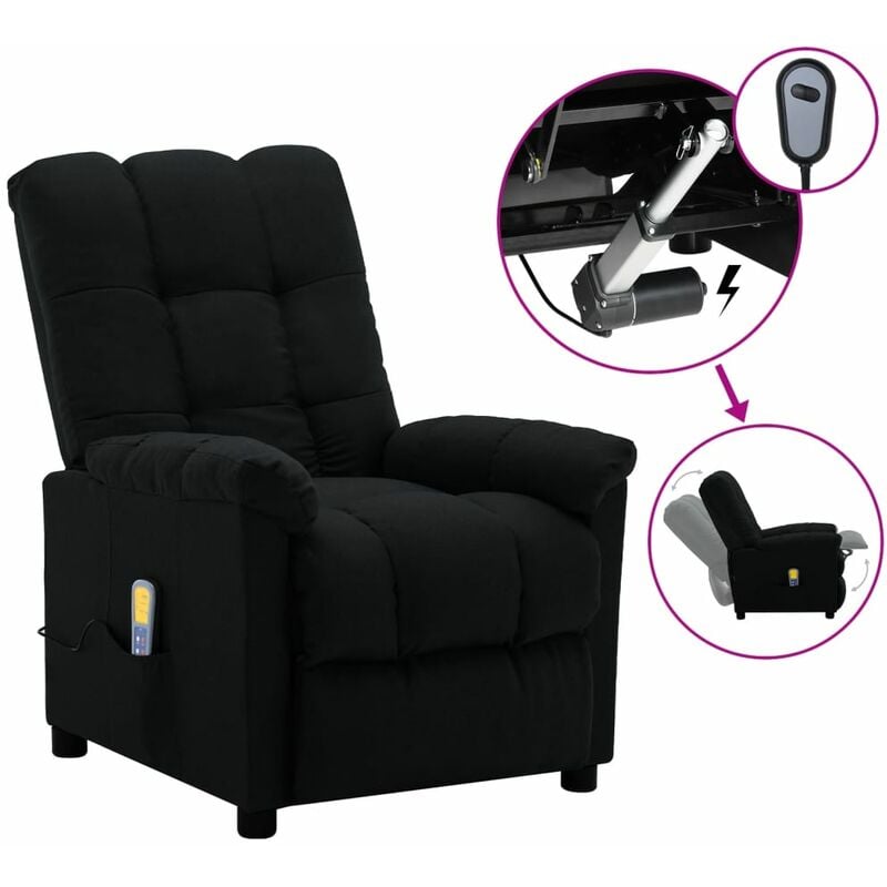 

Sillón de masaje eléctrico y reclinable tela negro