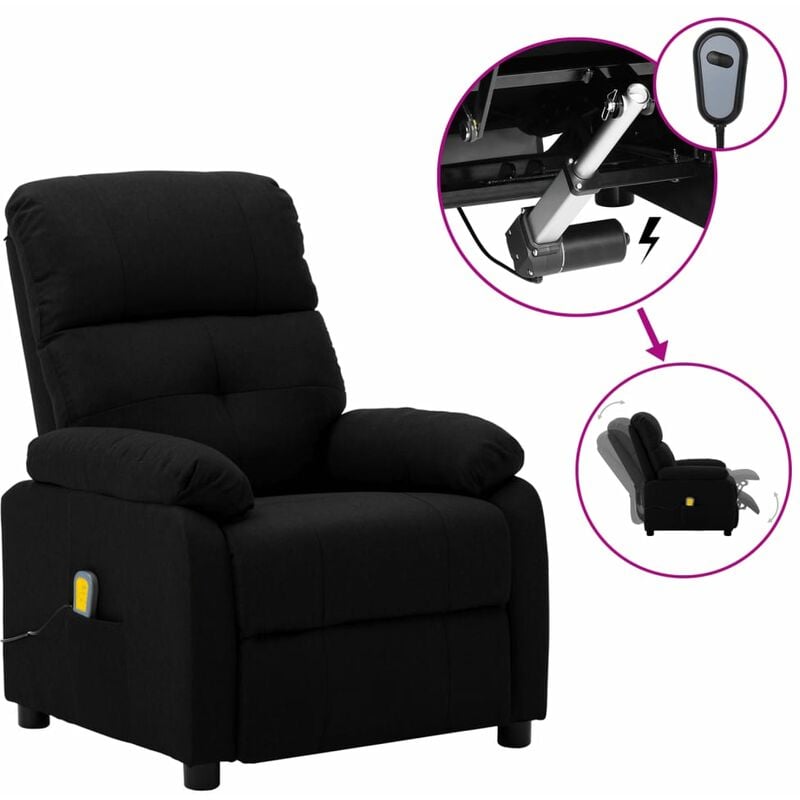 

Sillón de masaje eléctrico y reclinable tela negro