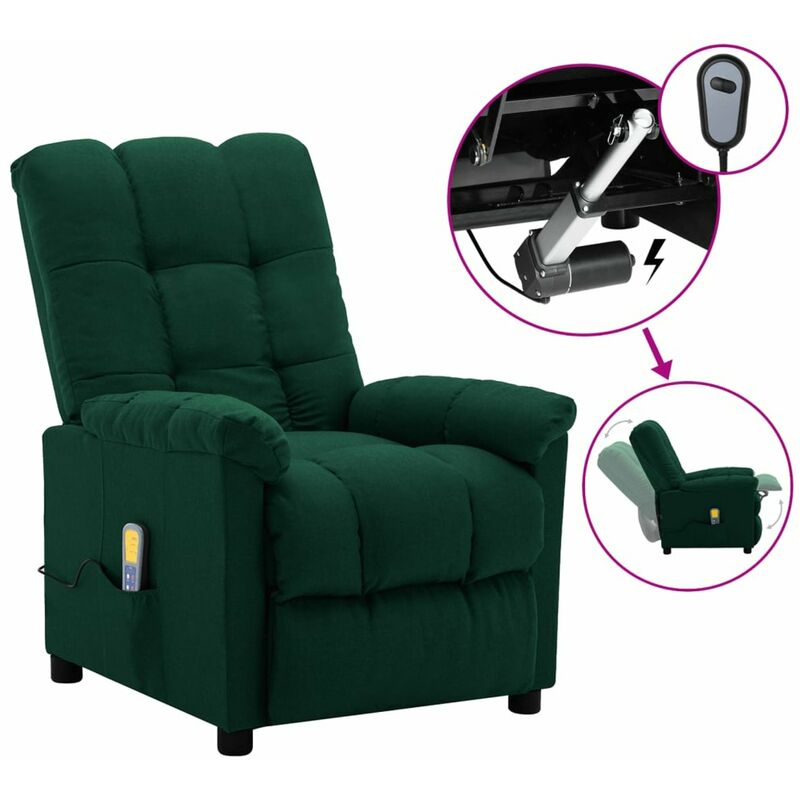 

Sillon de masaje electrico y reclinable tela verde oscuro